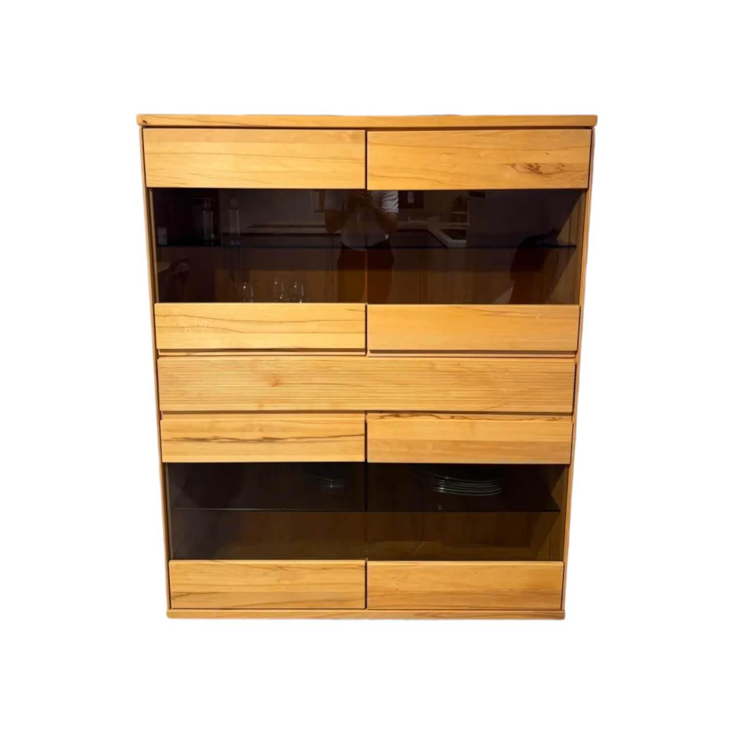 Decker - Highboard Nura Eiche Absetzung Glas Schwarz - 1