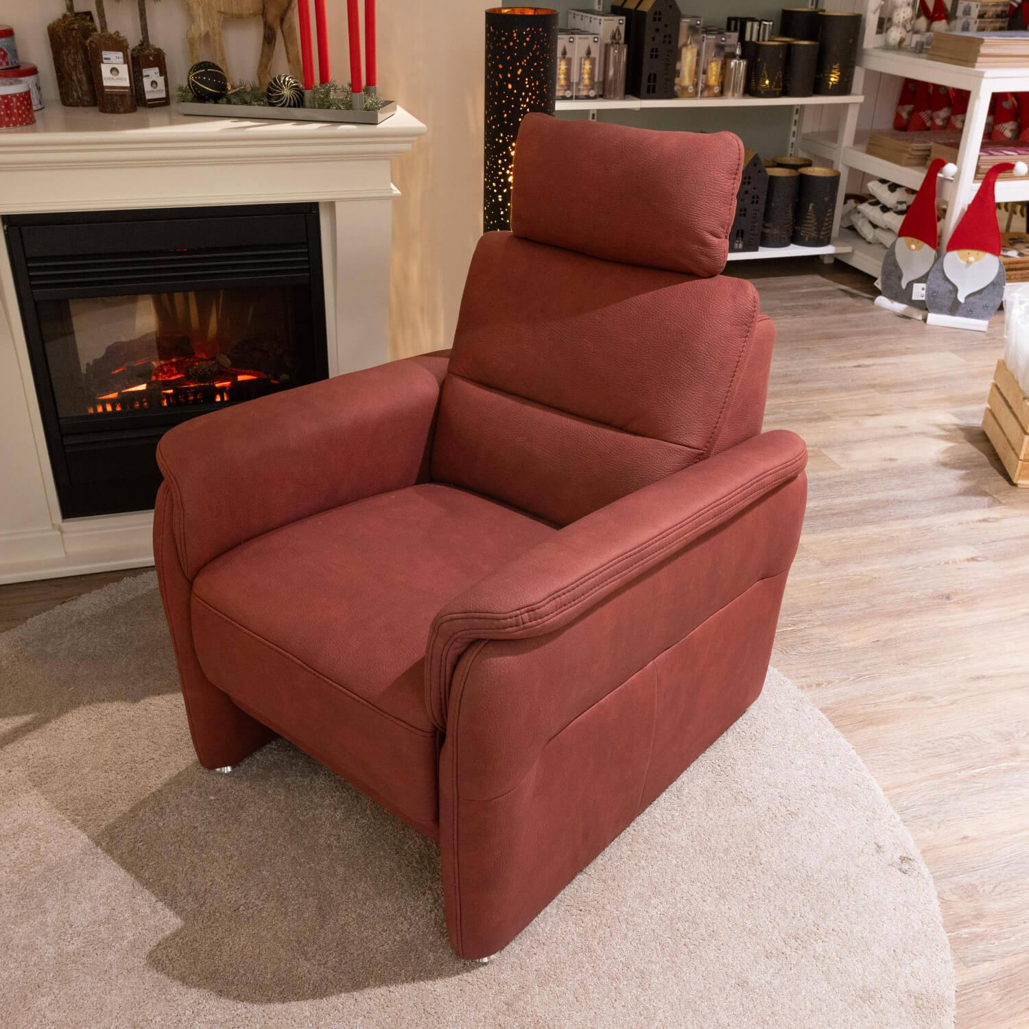 OrthoSedis - Polstergarnitur Stoff Ares Bordeaux Rot Fuß Aluminium Poliert Inklusive Kissen - 13