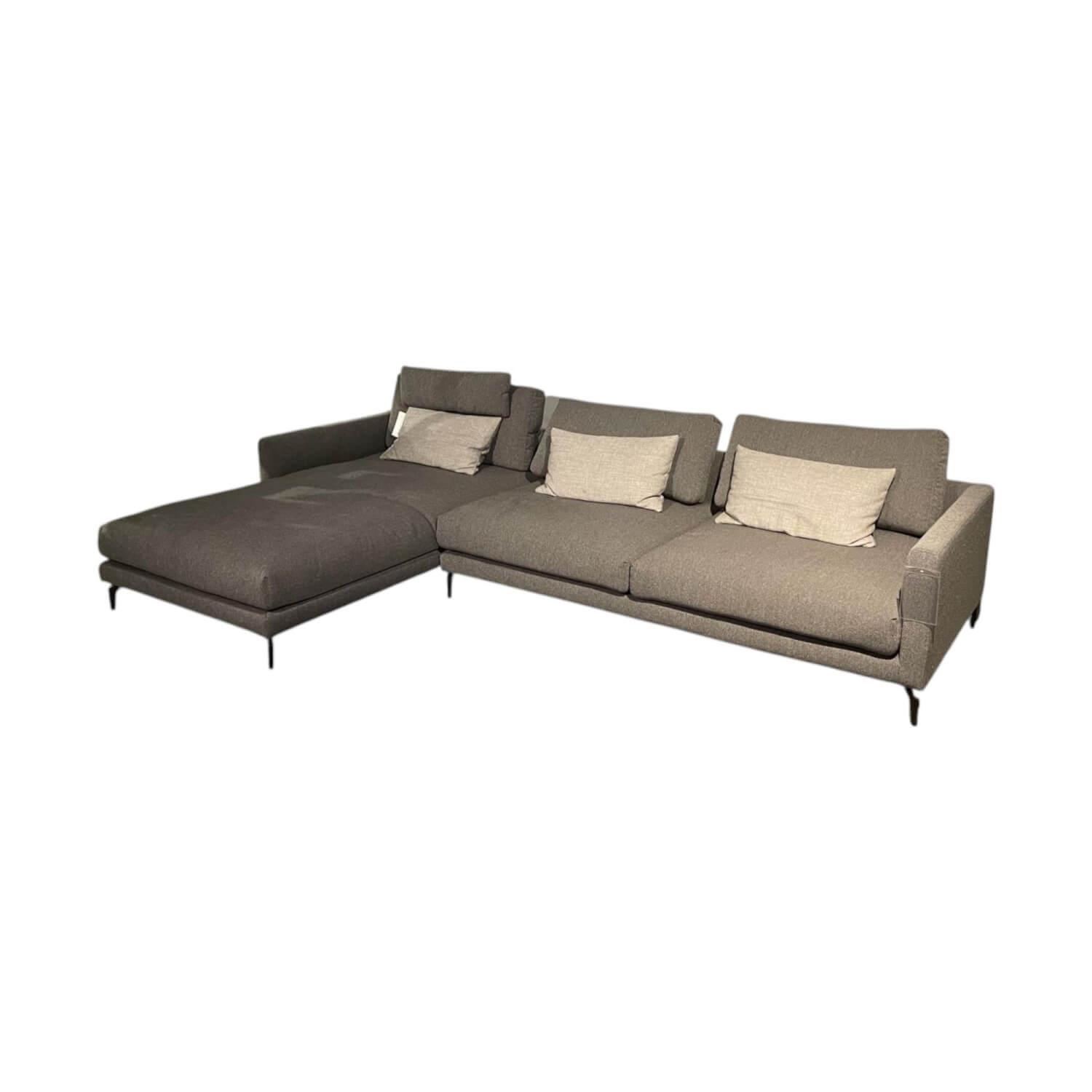 Rolf Benz - Ecksofa Jola Stoff 11 523 Grau Füße Aluminium Glatt Verkehrsschwarz Matt Pulverbeschichtet Inklusive Kissen - 1
