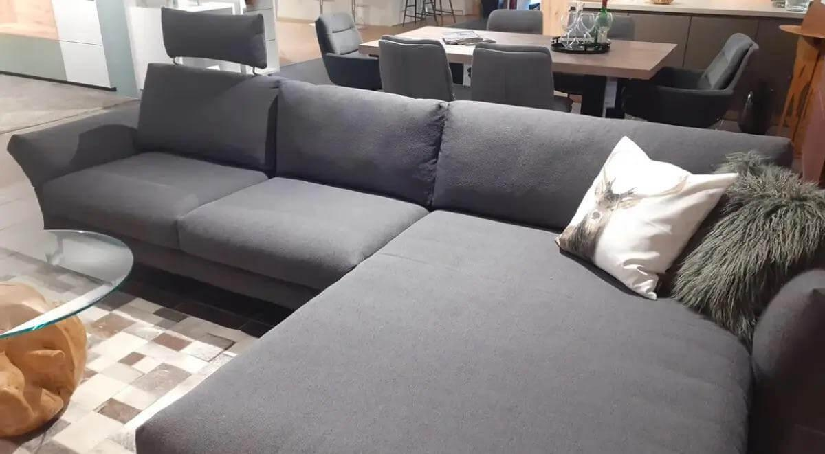 Koinor - Ecksofa Omega 6 Stoff 20 Q2 Loop ro82 Grau Winkelfuß Aluminium Matt Satiniert - 3