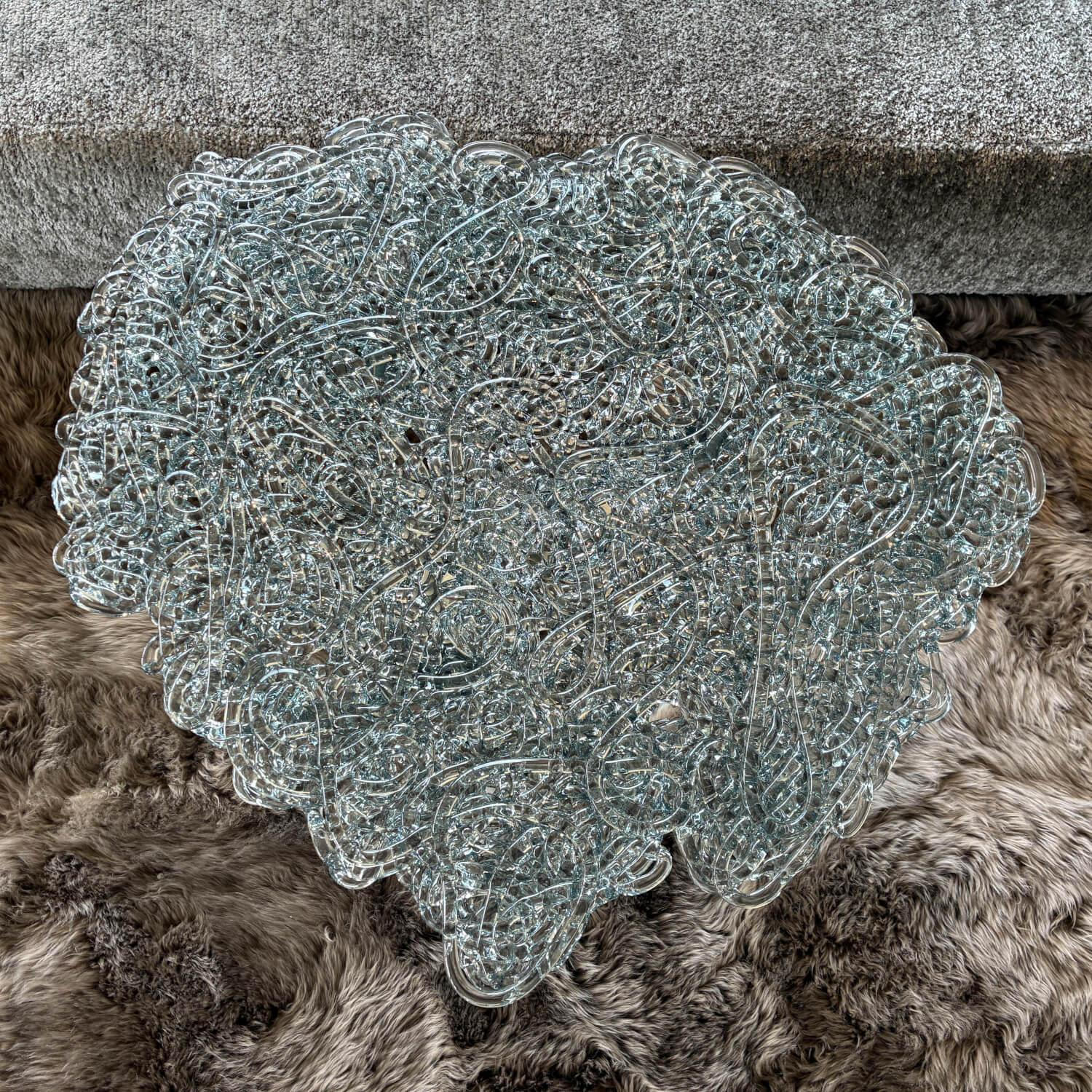 Edra - Couchtisch Diamante Platte Polycarbonat Glasgrün Sockel Metall - 6