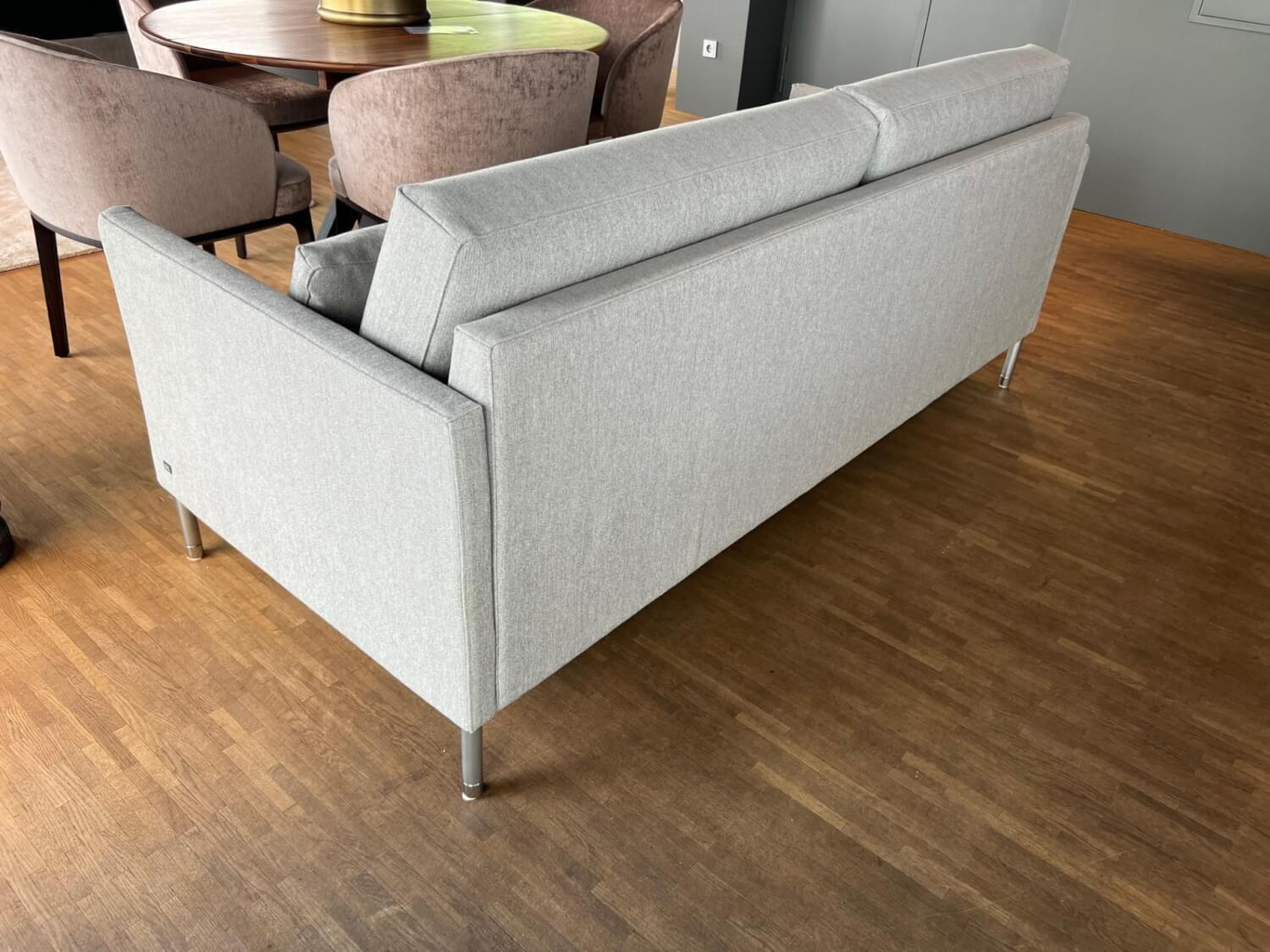 Rolf Benz - Sofa Cara Cover fabric 14.113 Silver gray Base metal round tube matt chrome With felt glides - 8