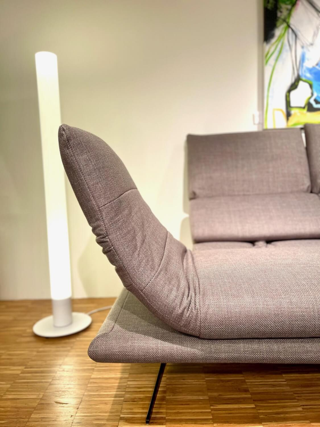 EMP - Ecksofa Fame Stoff Felina R Taupe Grau Kufe Mattschwarz Mit Sitztiefenverstellung - 7
