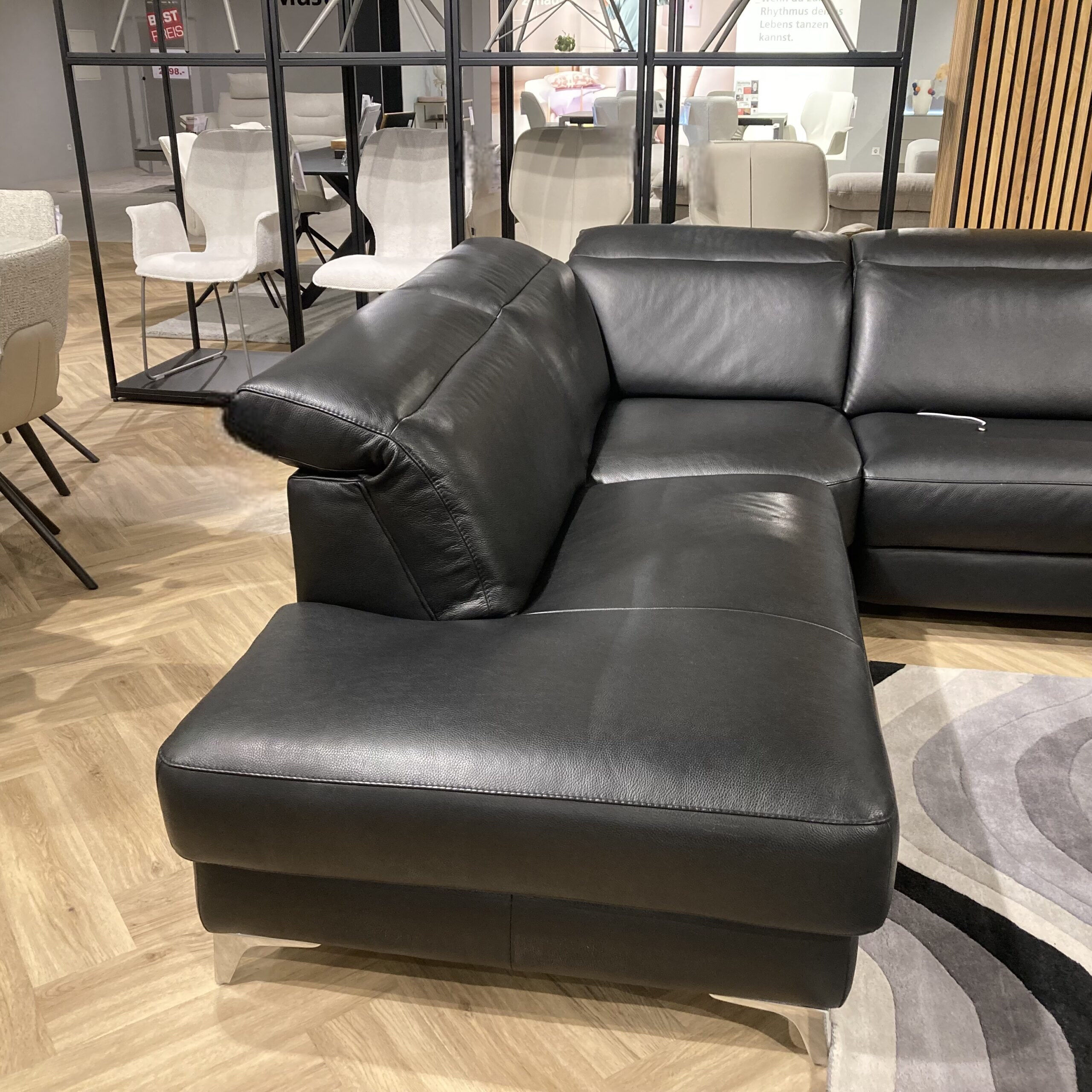 Musterring - Ecksofa MR9110 Leder Trentino Schwarz Füße Metall Verchromt - 5