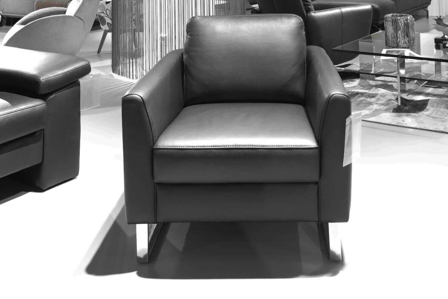 Garnitur Caserta Leder Schwarz 2,5-Sitzer 2-Sitzer Sessel