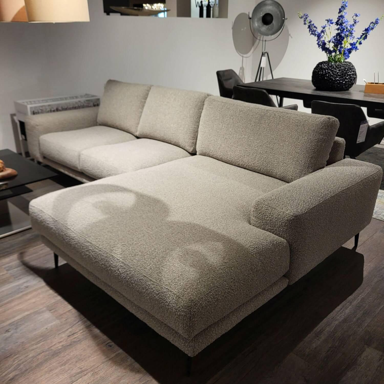 Natura - Ecksofa Redington Stoff Toffee PG D Beige Grau Metallfuß Schwarz Mit Losen Rückenkissen Mit Inlett - 2