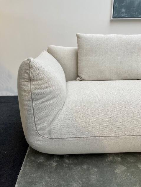COR - Ecksofa Jalis Stoff 8070 Kreide Weiß Paspelierung Stoff 5095 Kitt/Zementgrau - 4
