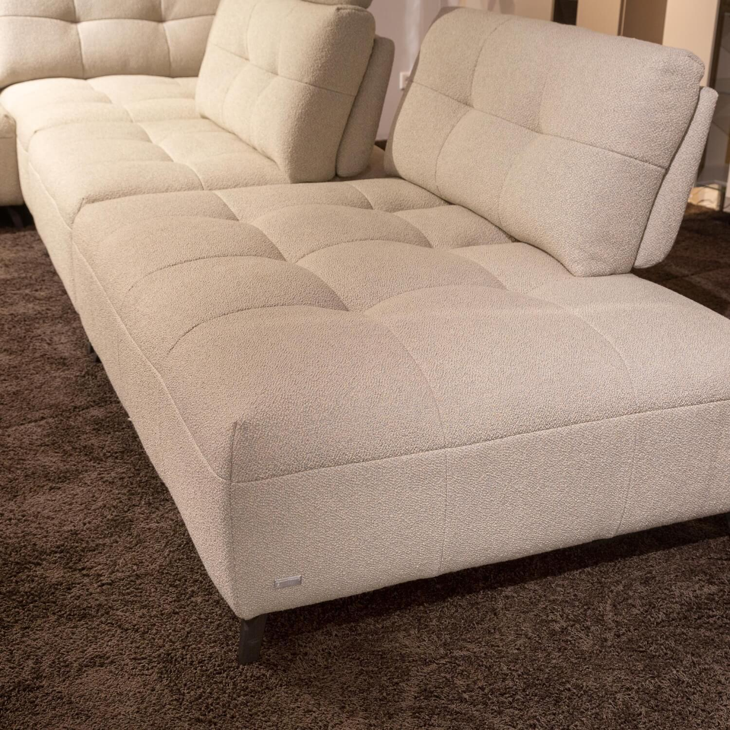 Contur - Ecksofa Comodo Stoff Crumble Silky Beige Grau Metallfuß Anthrazit Mit Kopfstütze - 3