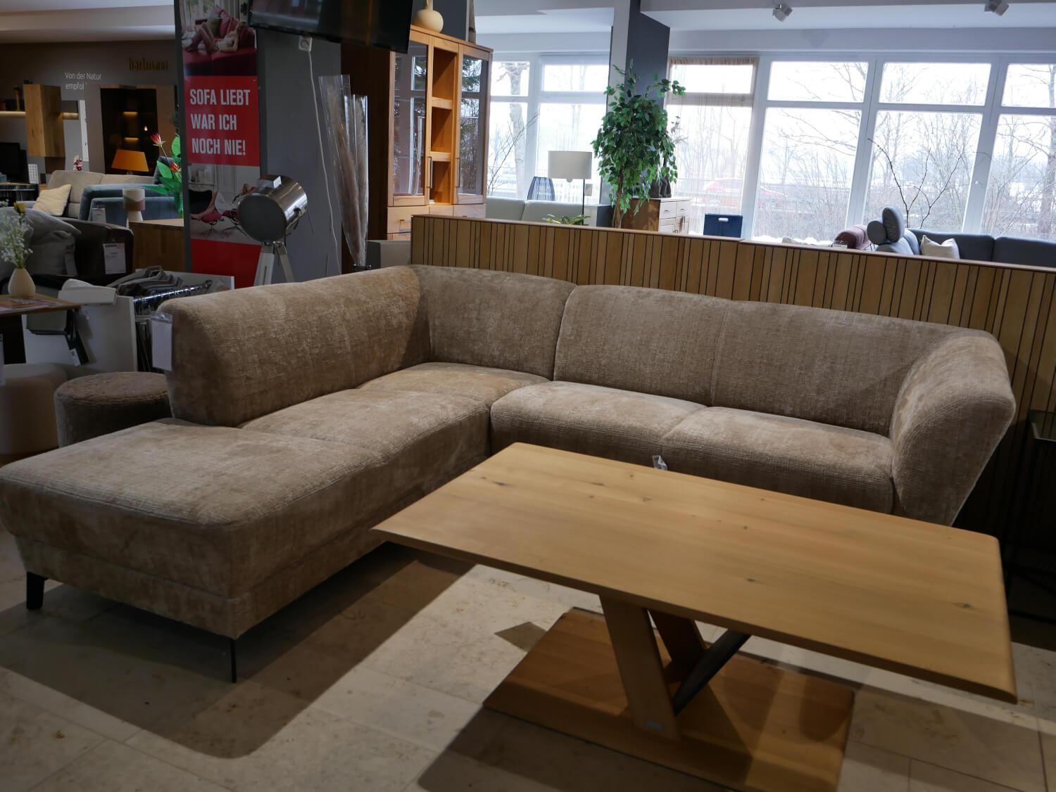 Ponsel - Ecksofa Kampen S 453 Stoff 0736/09 Beige Grau Füße Struktur Schwarz - 5