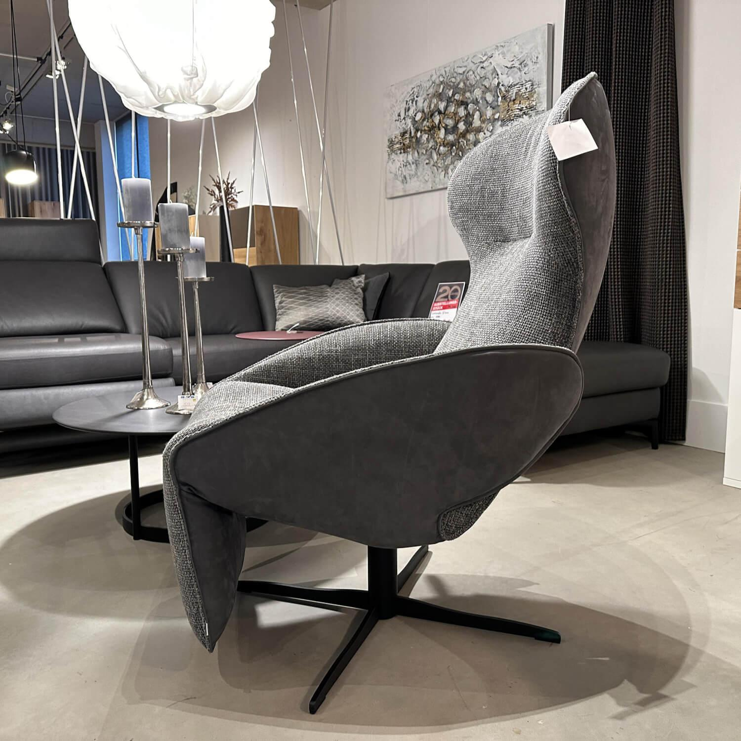 Jori - Relaxsessel Daydreamer JR 7450 Mono Move Medi Stoff Galetti C0016 Grau 4 Sternfuß Gewellt Lackiert Schwarz Mit Hebel - 6
