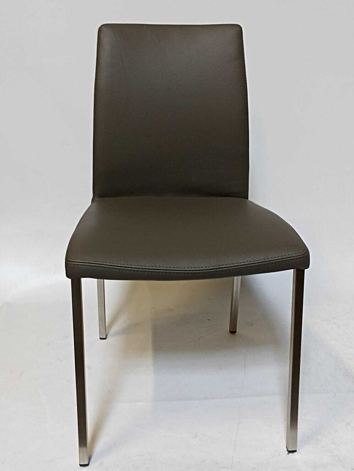 Lavida - 4-er Stuhlgruppe Arco Iris Leder Toledo Smog Fuß Quadratrohr Edelstahl - 4