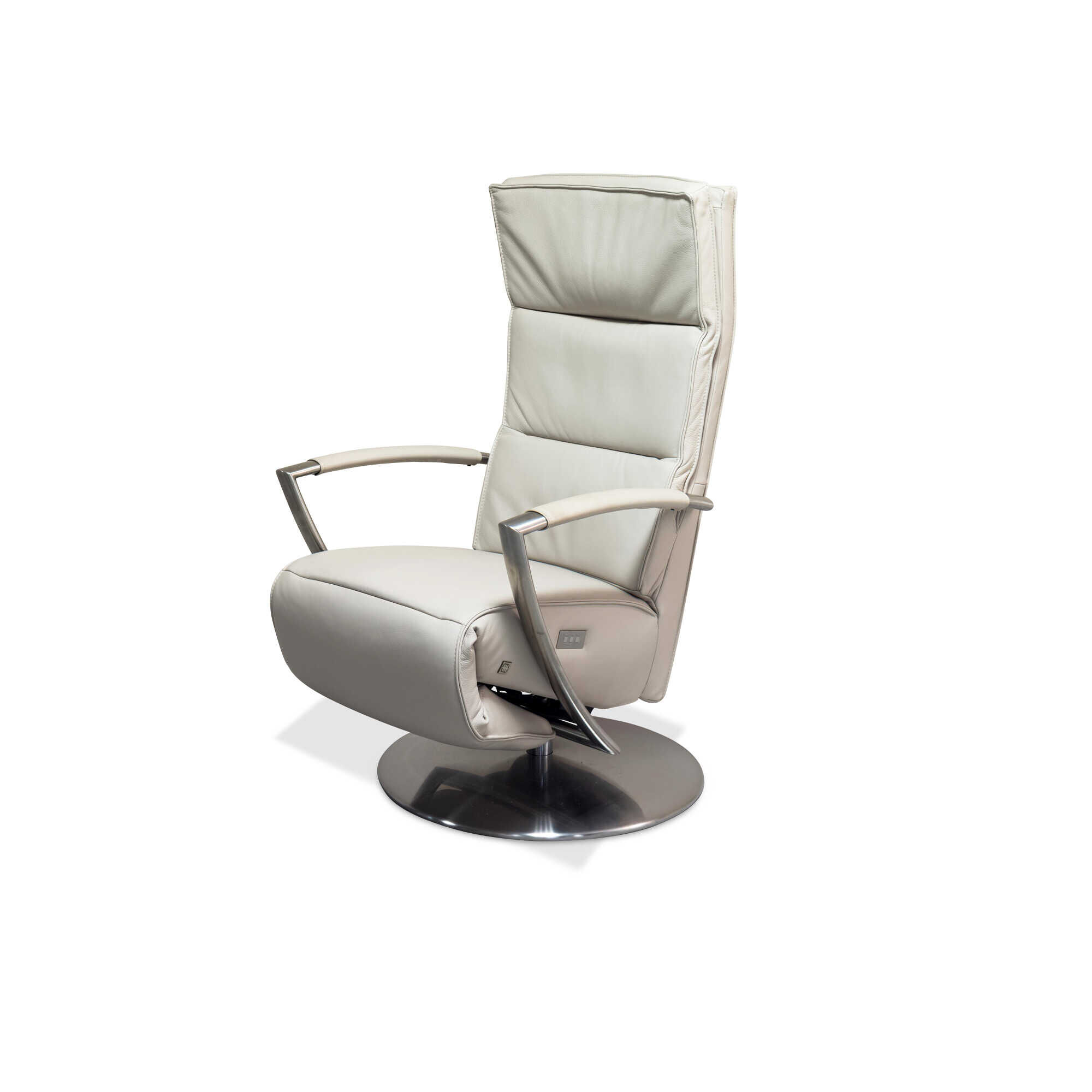 Sessel MR 1110 Leder Weiß Fuß Chrom Relaxfunktion