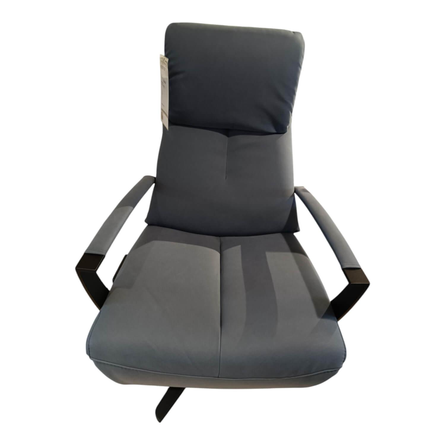 WK Wohnen - Relaxsessel WK 616 Carlos Leder G Davinci Night Blau Grau 4 Sternfuß Metall Black Schwarz Matt Mit Motorischer Kopfteilverstellung Und Aufstehhilfe - 1