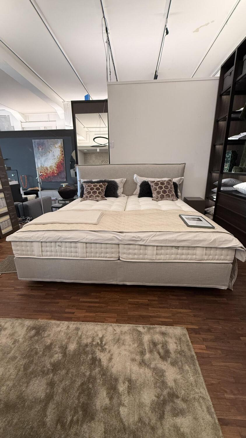 Schramm - Bett Mind Stoff Lino 2210 Light Grey Grau Füße Metall Schwarz Inklusive Matratzen Anthea - 4