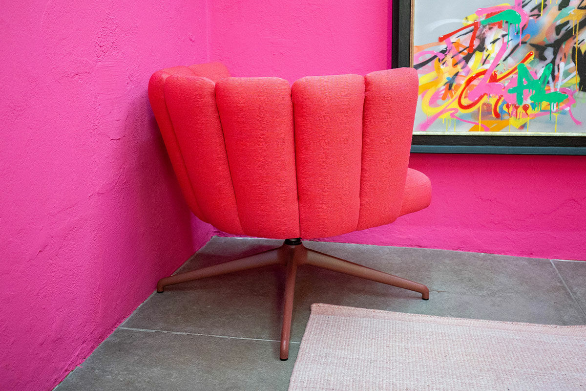 KFF - Sessel Gaia Lounge Stoff Rohi Arco Magenta Pink Gestell Metall Lackiert Bordeaux - 7