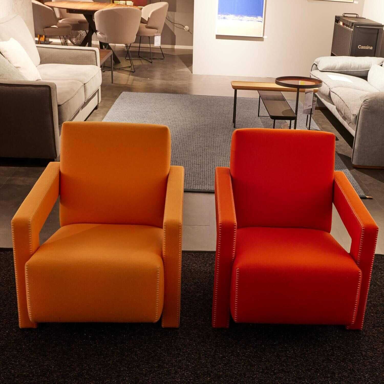 Cassina - 2er-Set Sessel Utrecht 637 Stoff Charlot 13 Orange Rot - 2