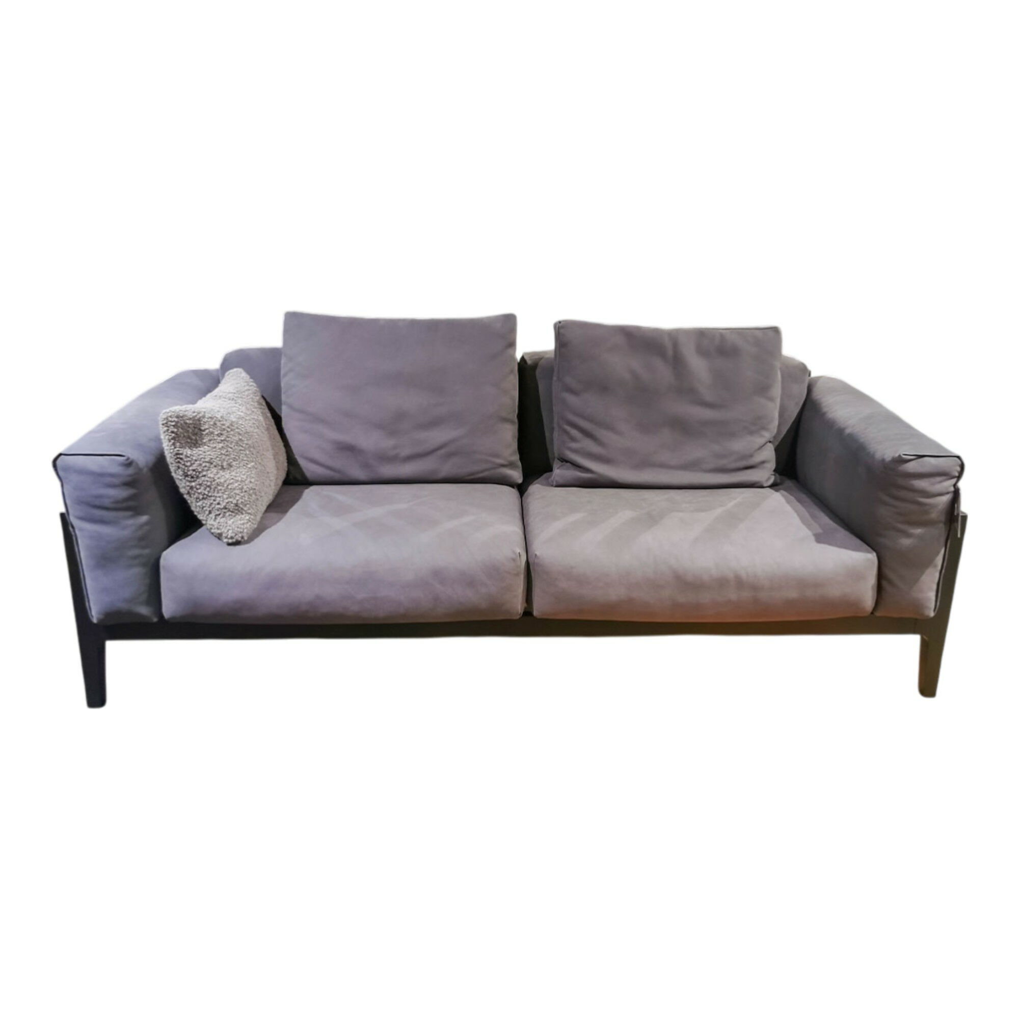 COR - Sofa Elm Leder 681 Graphitgrau Gestell Eiche Massiv Dunkel Lackiert - 1