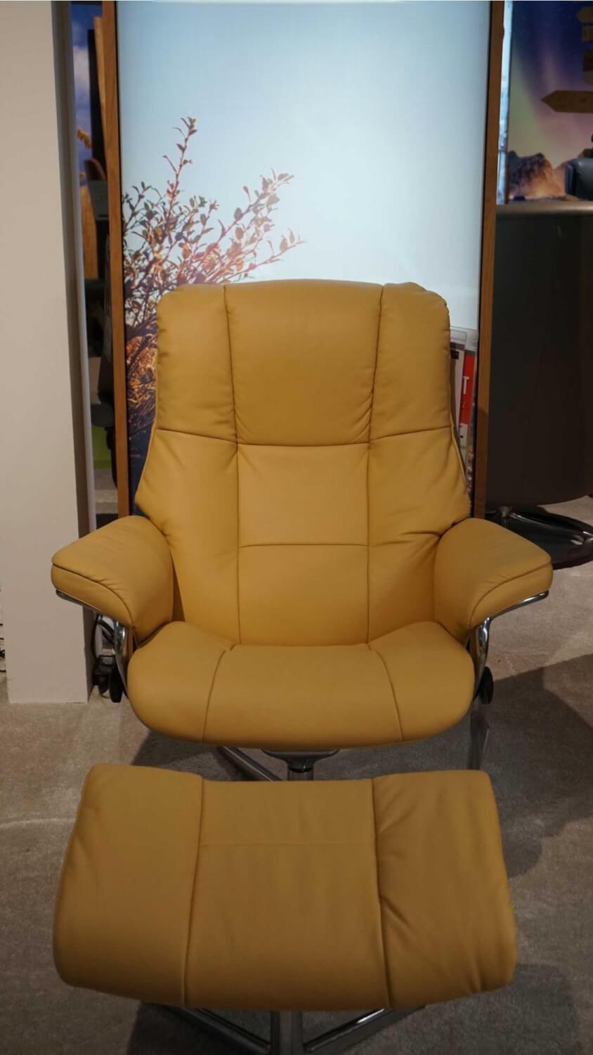 Stressless - Mayfair M Leder Beige Gestell Cross Silber Inklusive Hocker - 5