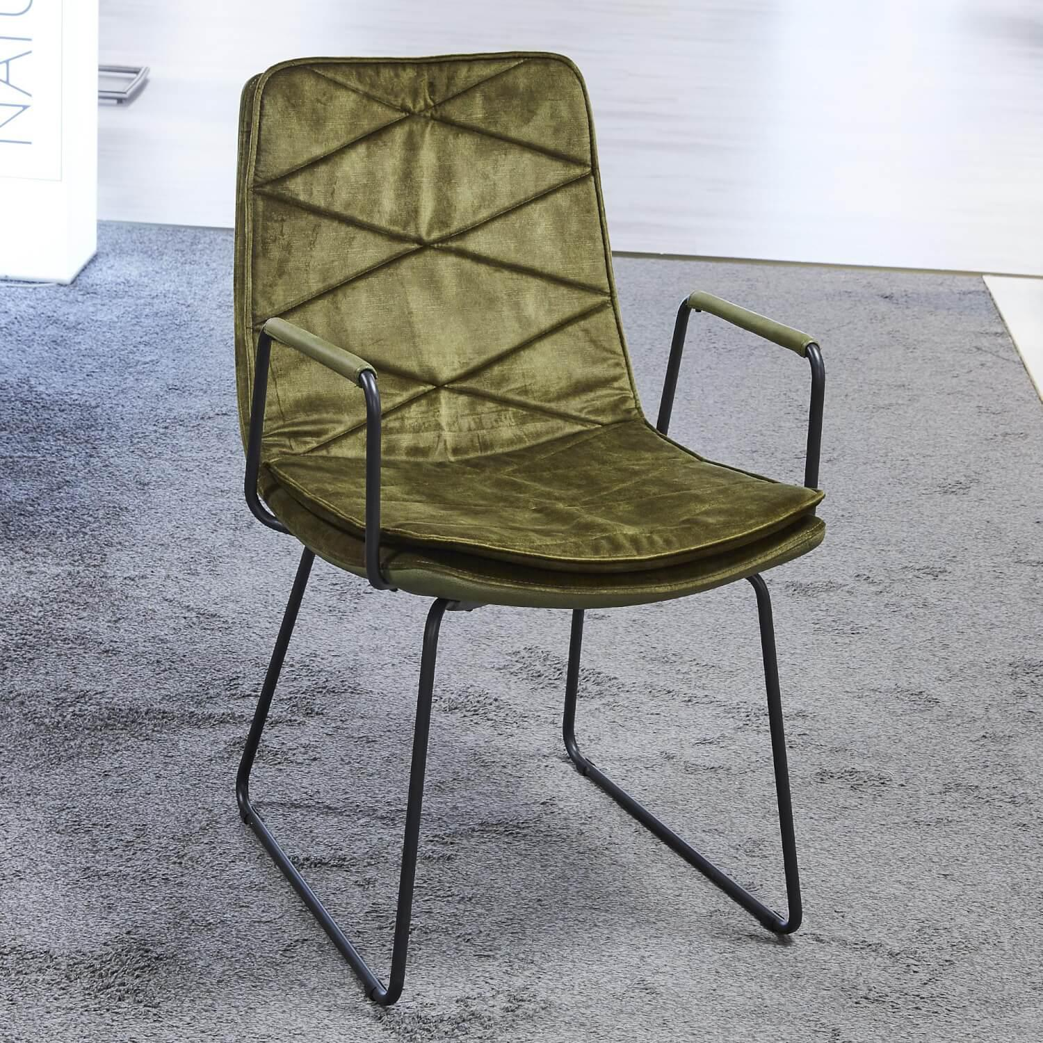 Raum.Freunde - Stuhlgruppe Lasse Bezug Stoff Adore Moss 59 Gestell Kufe Metall Pulverbeschichtet Anthrazit - 7