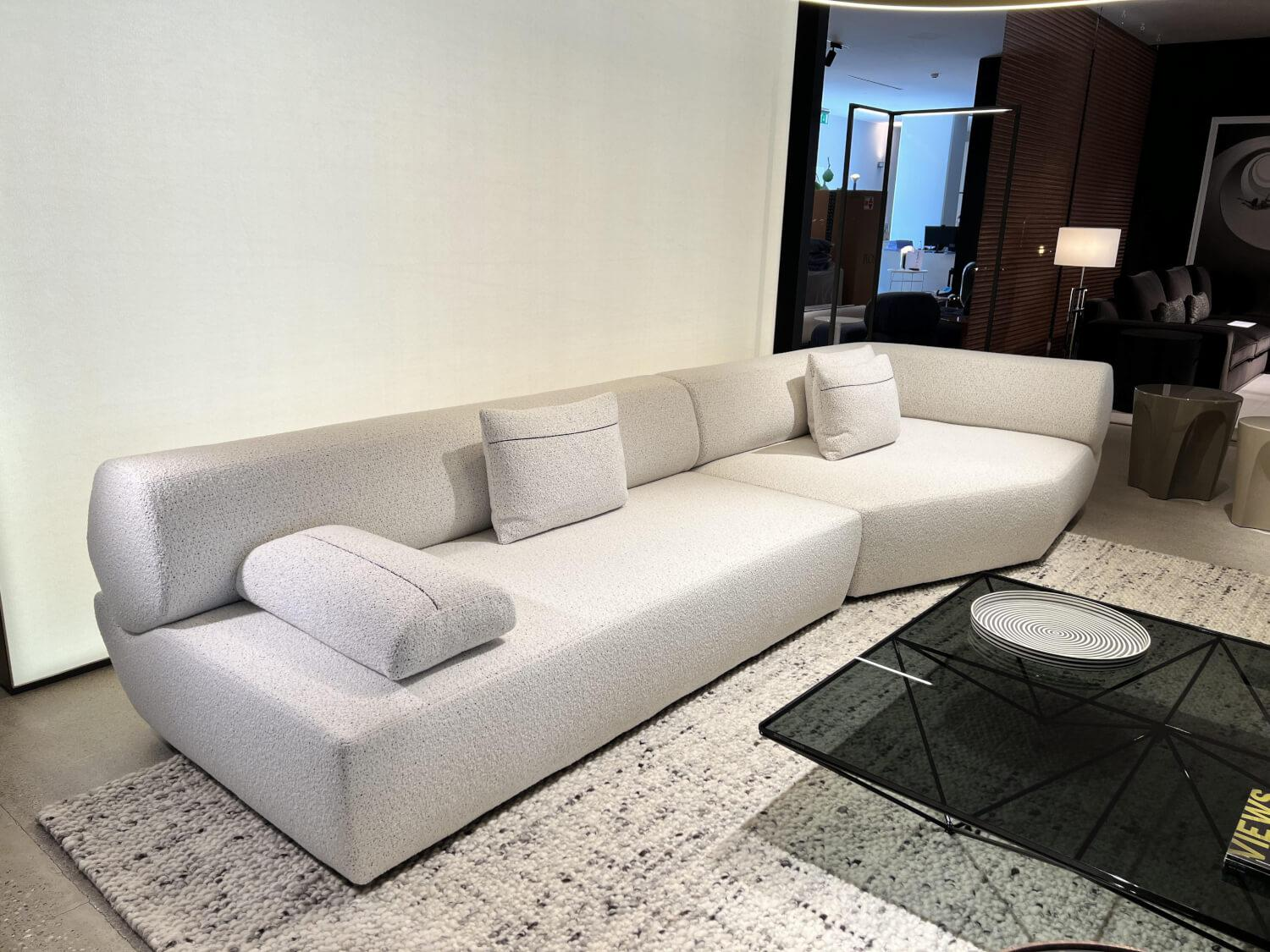 B&B Italia - Wohnlandschaft Naviglio Stoff Cat. Super Sambuco 100 Weiß Schwarz mit 4 Kissen - 5