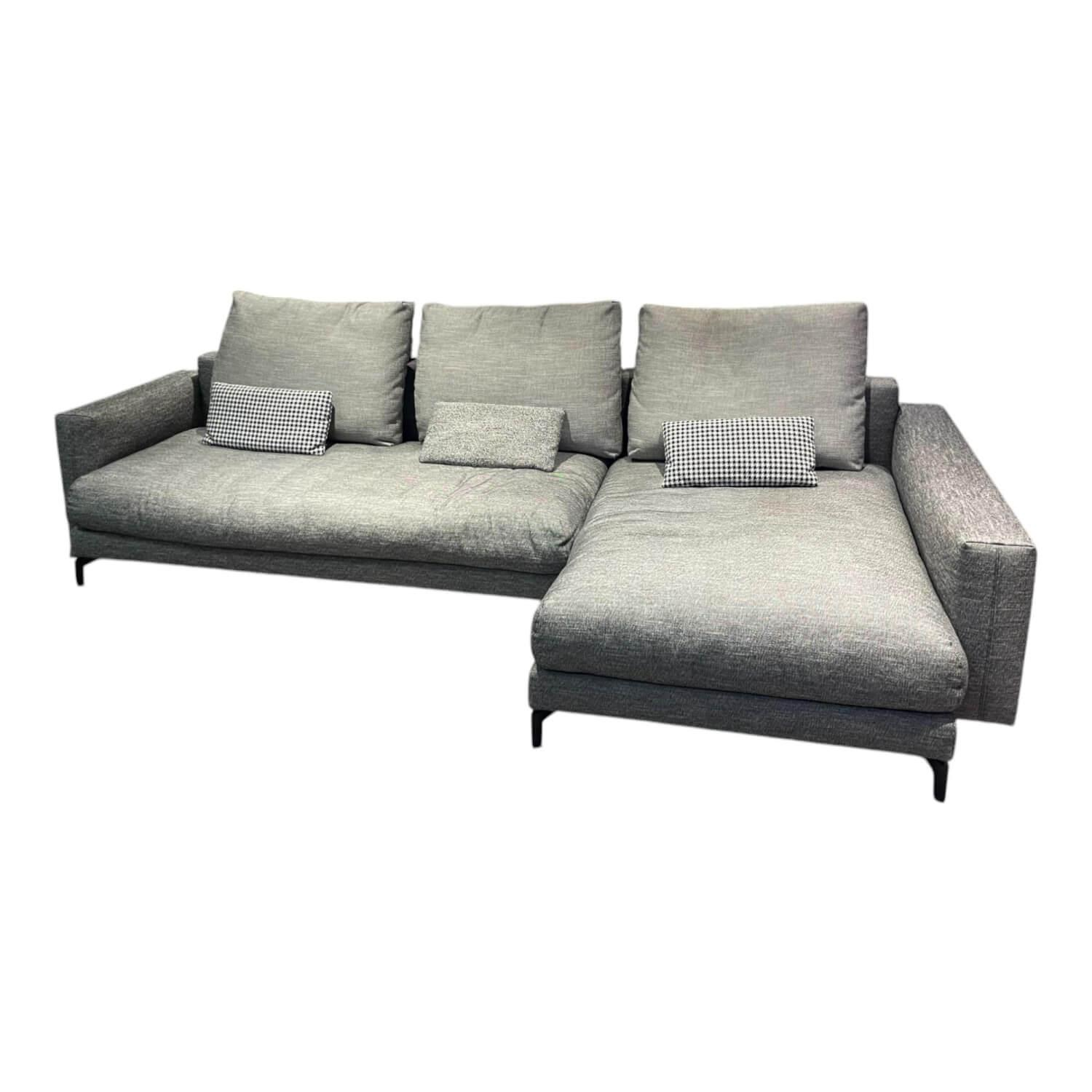 Rolf Benz - Ecksofa Nuvola Stoff 17 100 Dunkel Schwarz Weiß Gemustert Aluminiumgußfuß Lackiert RAL9017 Verkehrsschwarz Schwarz - 1