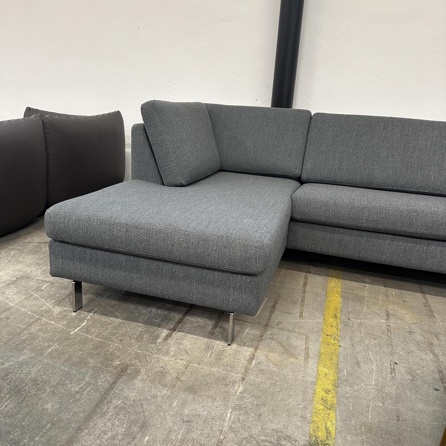 COR - Ecksofa Conseta Stoff 81825 Stahlgrau Grau Schmalfüße Verchromt - 5