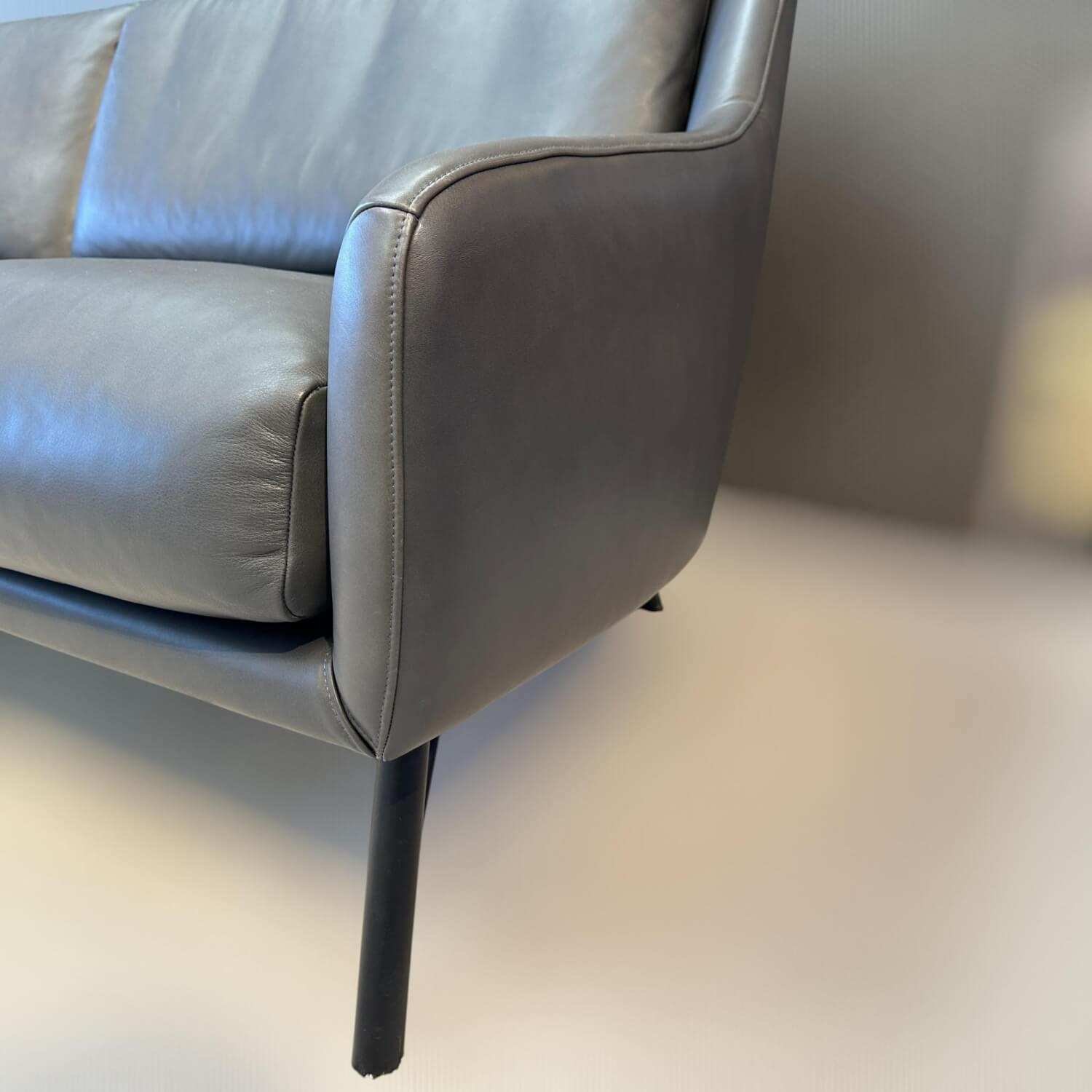 IP Design - Sofa Flow Lounge Leder Space Schiefer Gestell Metall Schwarz Matt - 7