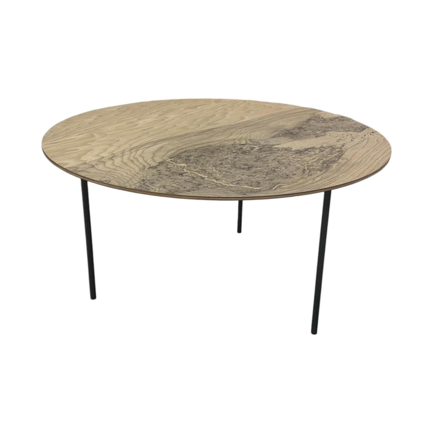 Paola Lenti - Couchtisch Elio Platte Esche Holz Abonos Gestell Metall Radica di Frassino Schwarz Lackiert - 1