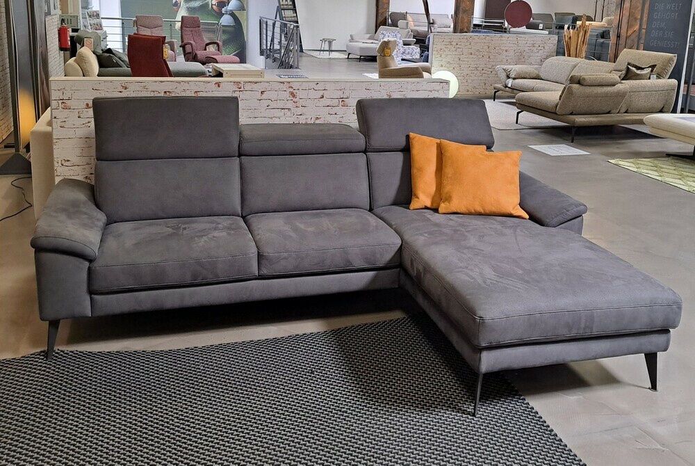 Comfort Republic - Ecksofa Anna-B Stoff Deluxe Steel 44 Grau Füße Metall Schwarz mit Verstellfunktionen - 3