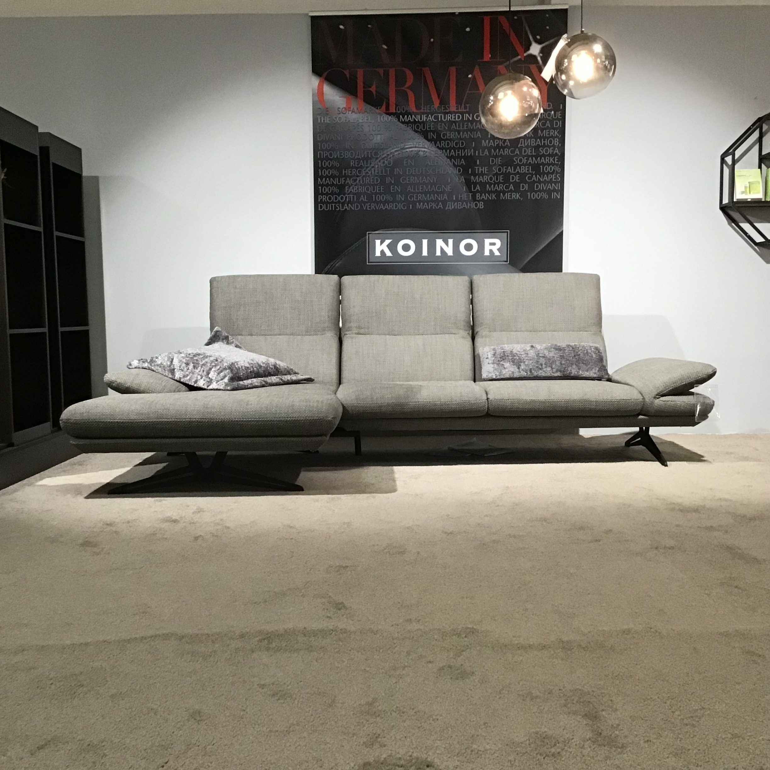 Koinor - Ecksofa Cono Stoff Kaleido Grau Braun Kufengestell Metall Schwarz Inklusive Kissen - 4
