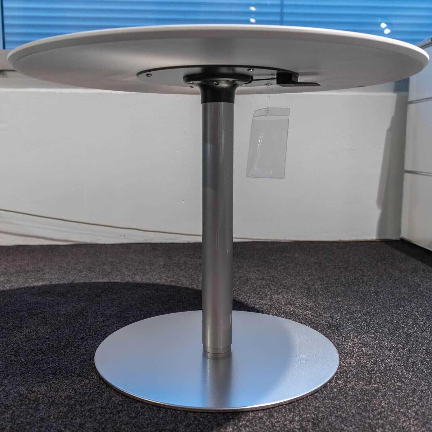 Tisch Rondo Platte Lackiert Weiß Basis P86W Säule Rondo P89 Höhenverstellung EZ