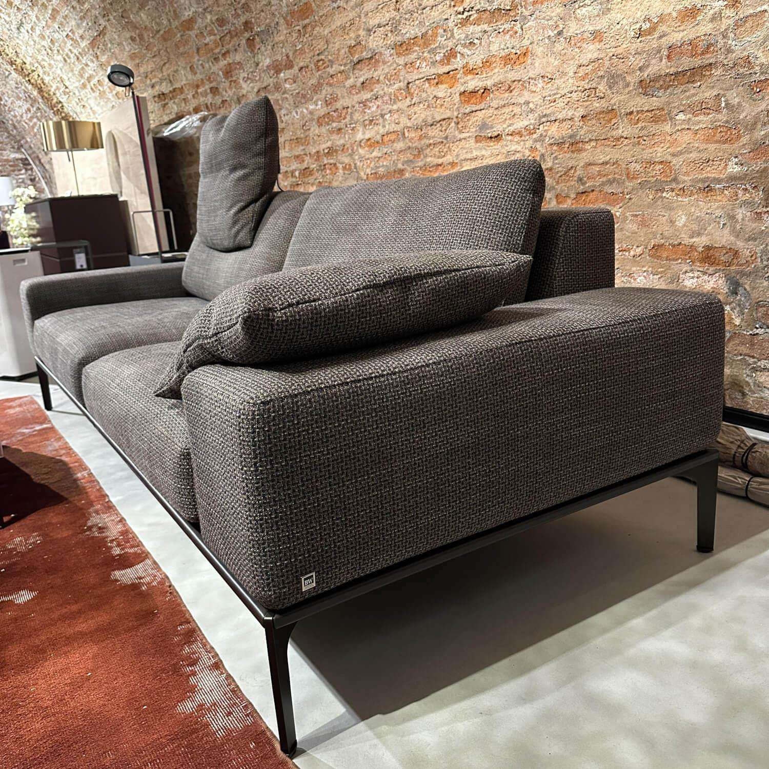 Bielefelder Werkstätten - Sofa Spirit Stoff Carlucci True Soul 1570 024 Grau Blende Leder Provence Negro Schwarz Metallfuß Bronze Schwarz Mit Hocker - 3