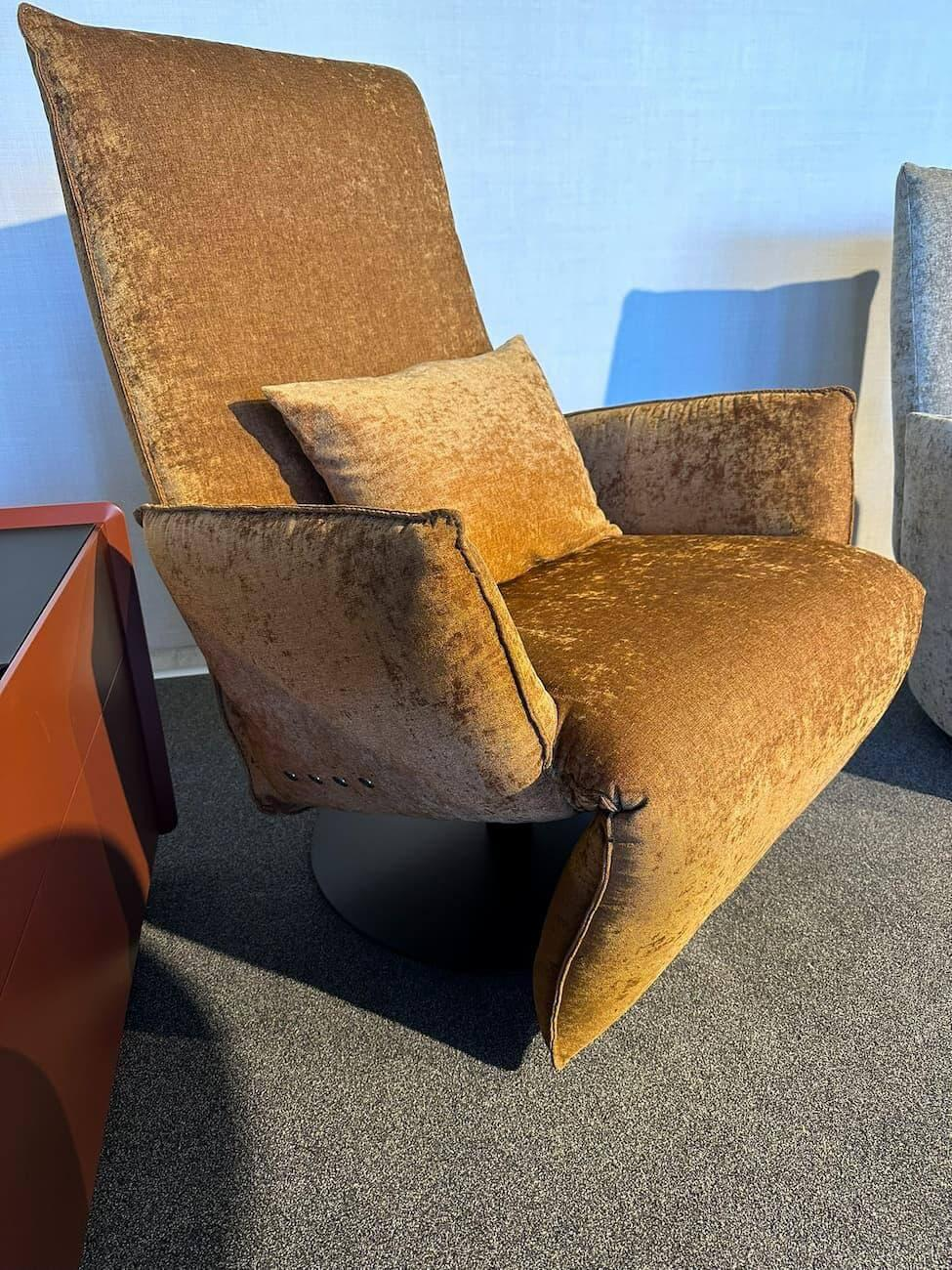 Bullfrog - Stoffzusammensetzung // Sessel Baboo Stoff Shabby Chic Cognac 799 24 Gelb Gestell Metall Matt Schwarz Elektrisch Verstellbar - 4
