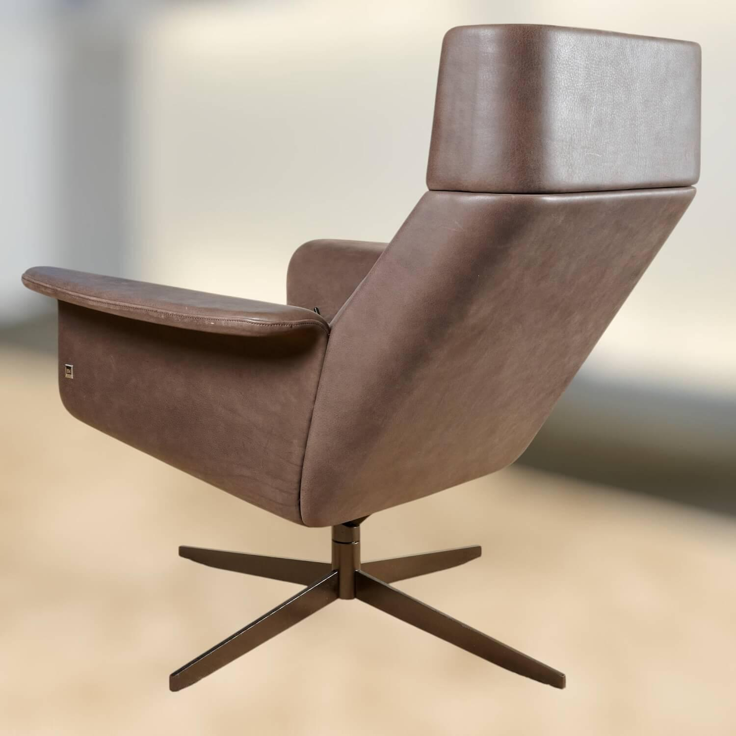 Bielefelder Werkstätten - Sessel Legend Leder Java Terra Braun Schale Formsperrholz Kreuzfuß Metall Mit Neigefunktion - 3