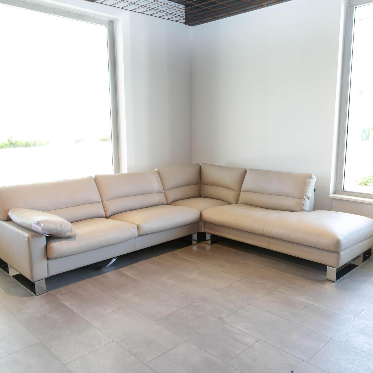 Erpo - Ecksofa Esparo 400 Bezug Leder I 43.210 Creme Kufen 8 HG Mit Kopfstütze Und Armlehnkissen - 8