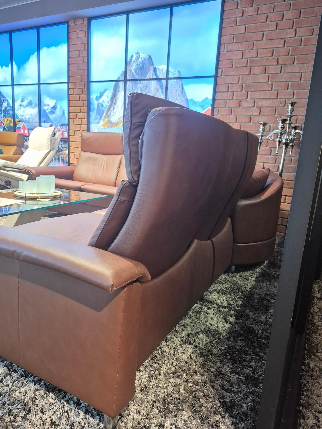 Stressless - Ecksofa Aurora Hoch Leder Paloma Marron Braun Füße Stahl - 4