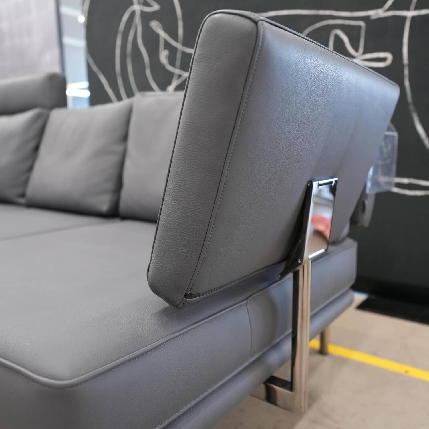 Walter Knoll - Sofa Living Platform 400-30 FLFR Bezug Leder Safari 1377 Anthrazit Gestell Schwarzchrom - 8