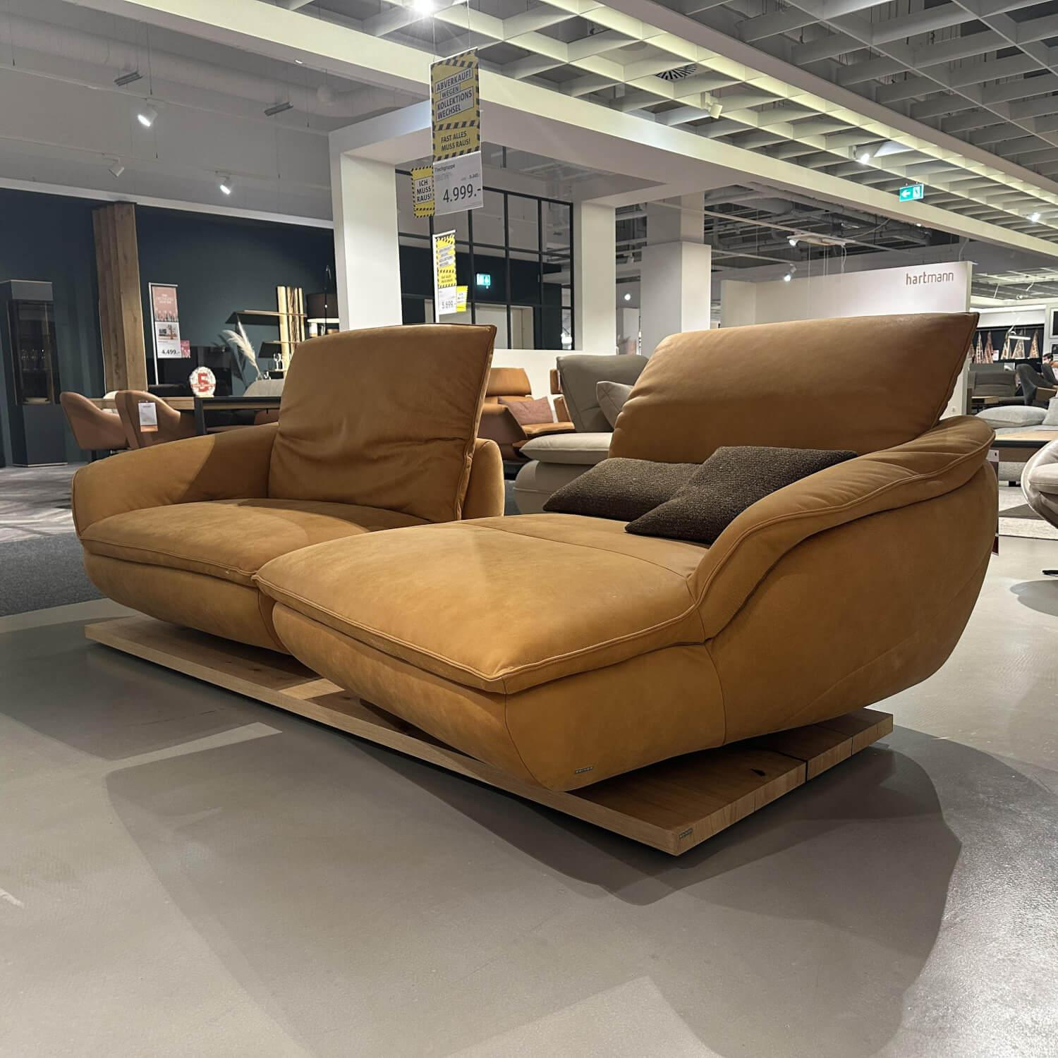 Koinor - Sofa Mooove Leder A-India Sun Braun Plateau Wildeiche Furniert - 6