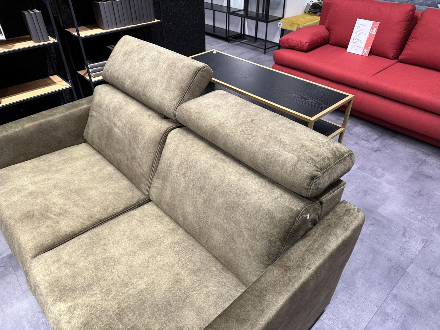 Restyl - Doppbett Sofa Maverick Bezug Stoff S1 Grün Füße Eiche Natur Inklusive Long-Life-Matratze - 4