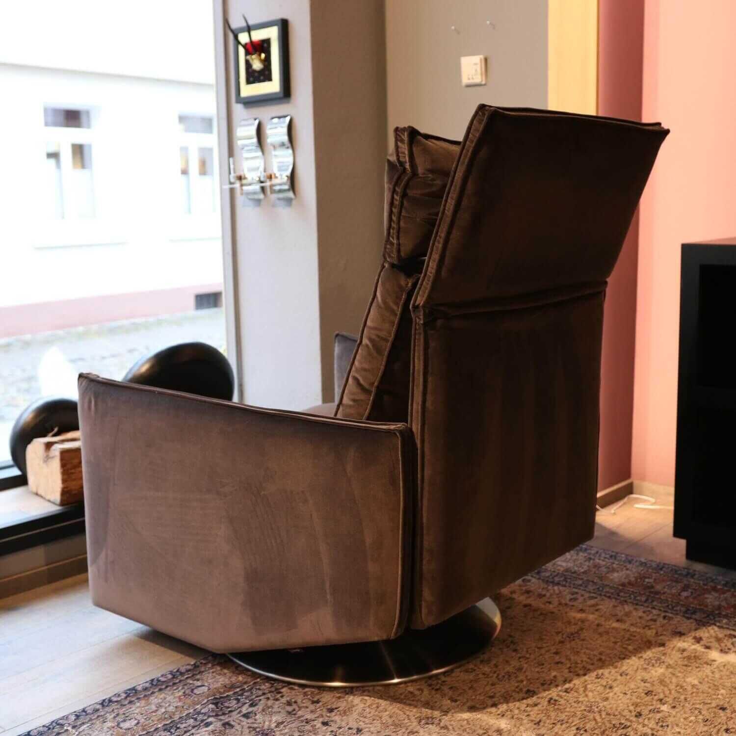Sessel Cube Lounge Bezug Stoff Amica Anthrazit Leder mit Verstellung
