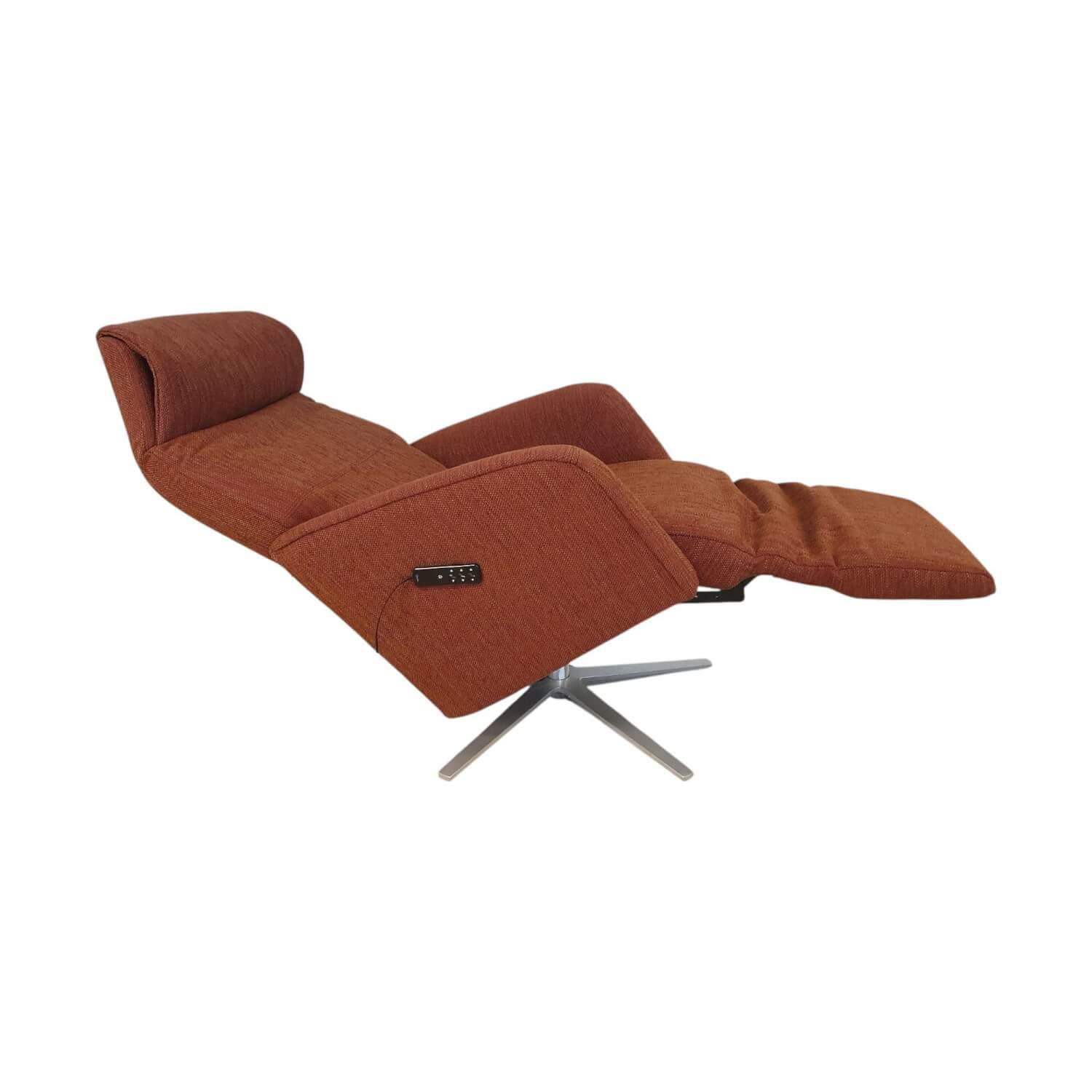 Stressless - Sessel Scott Power Stoff Linden Burgundy Rot Gestell Sirius Gestell Metall Chrom Mit Elektrischer Verstellung - 1