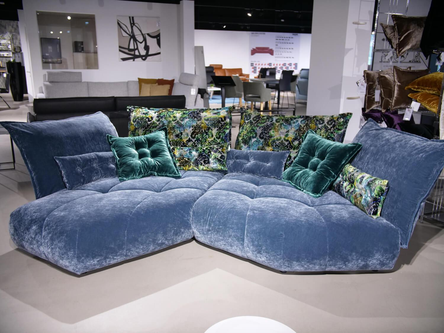 Bretz - Living area Matilda Fabric 64 1984 Happy Velvet Powder Grey Blue Colorful With cushions - 6