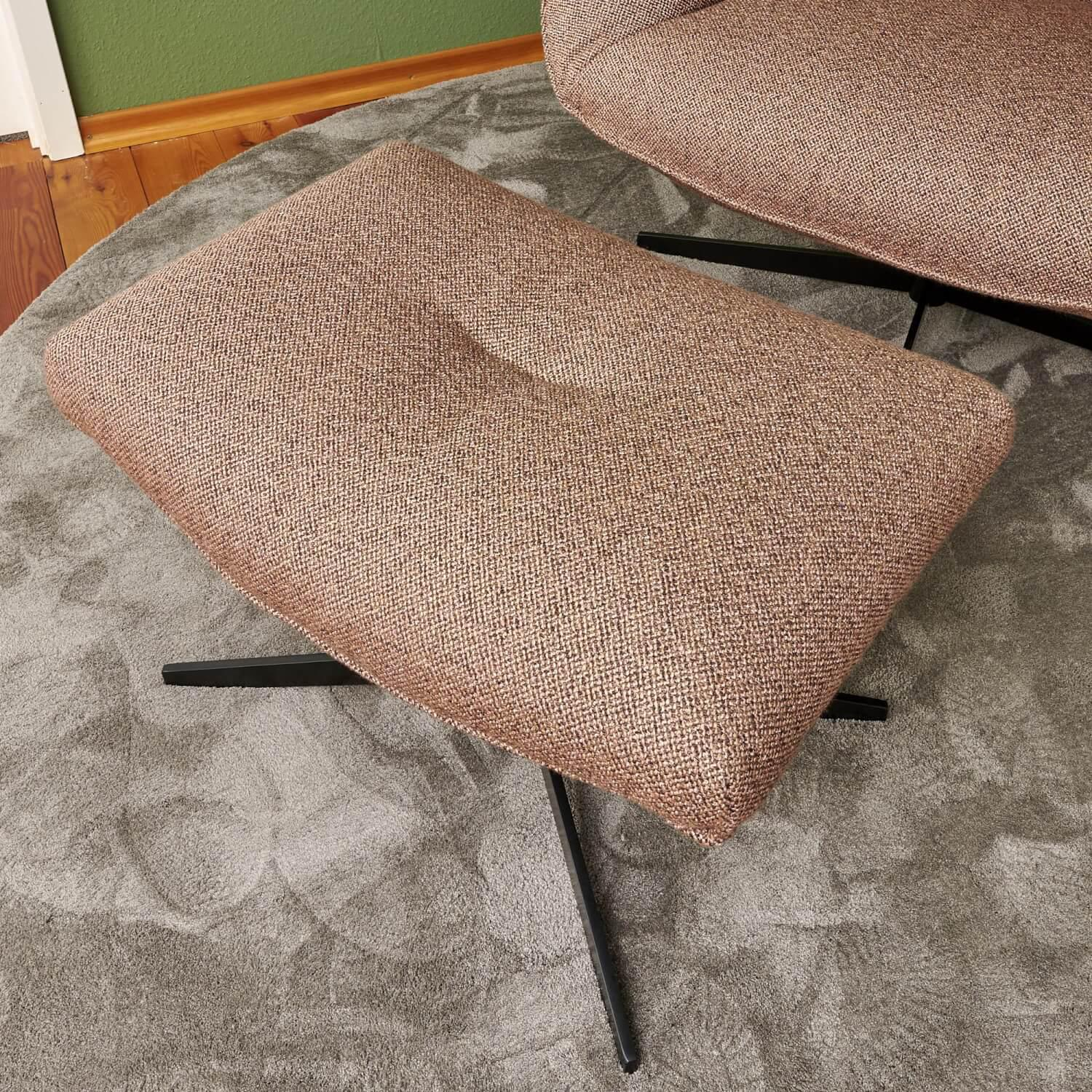 Bielefelder Werkstätten - Sessel Daron Niedrig Stoff Bonsai Reboot CH 2955 068 Braun Rot Kreuzfuß Schwarz Matt Mit Hocker - 7