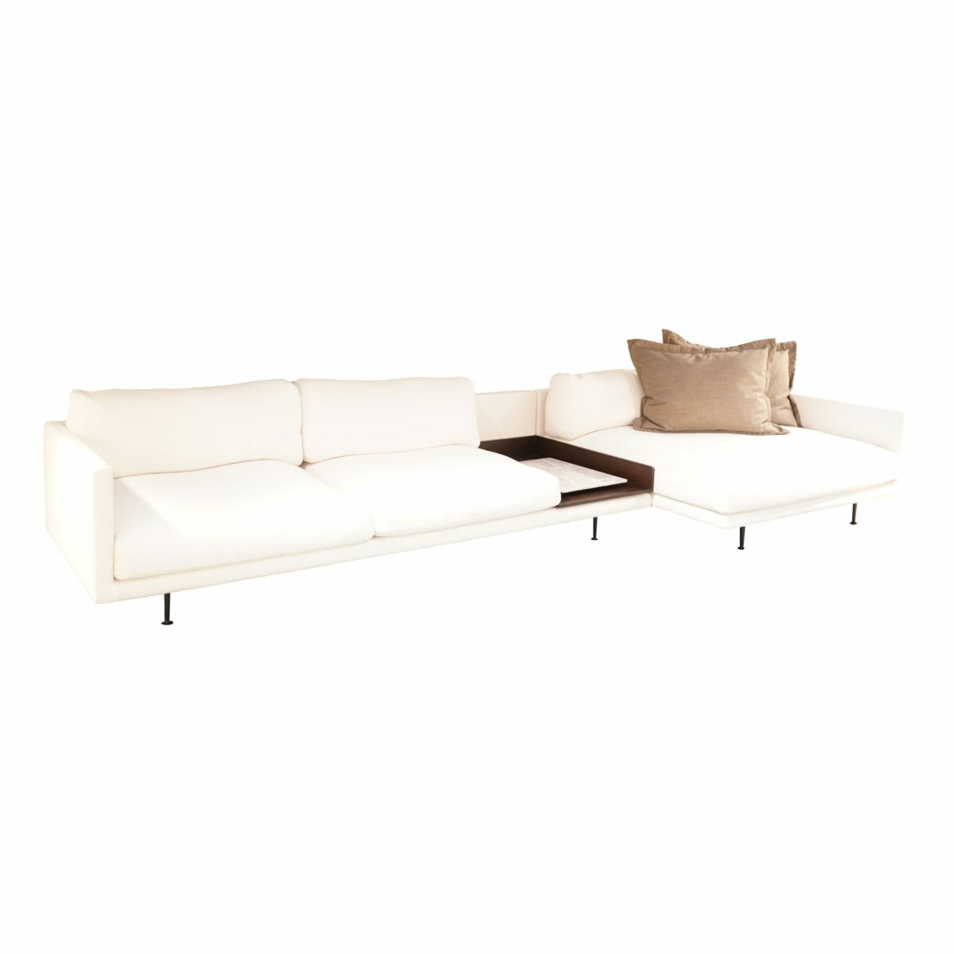 Wendelbo - Ecksofa Maho Stoff Cuddle Col. 02 Cat. 6 Weiß Füße Pulverbeschichtet mit 2 Kissen - 1