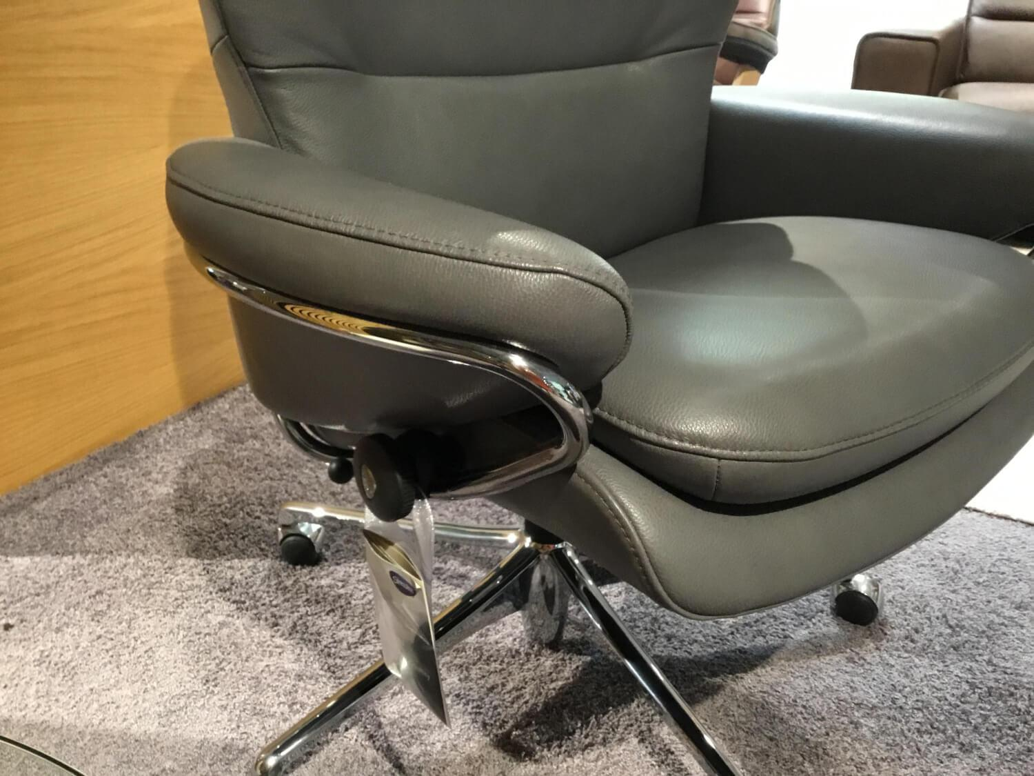 Stressless - Relaxsessel Rome Home Office Leder Cori 091 Grey 79 Grau Gestell Metall Chrom - 3
