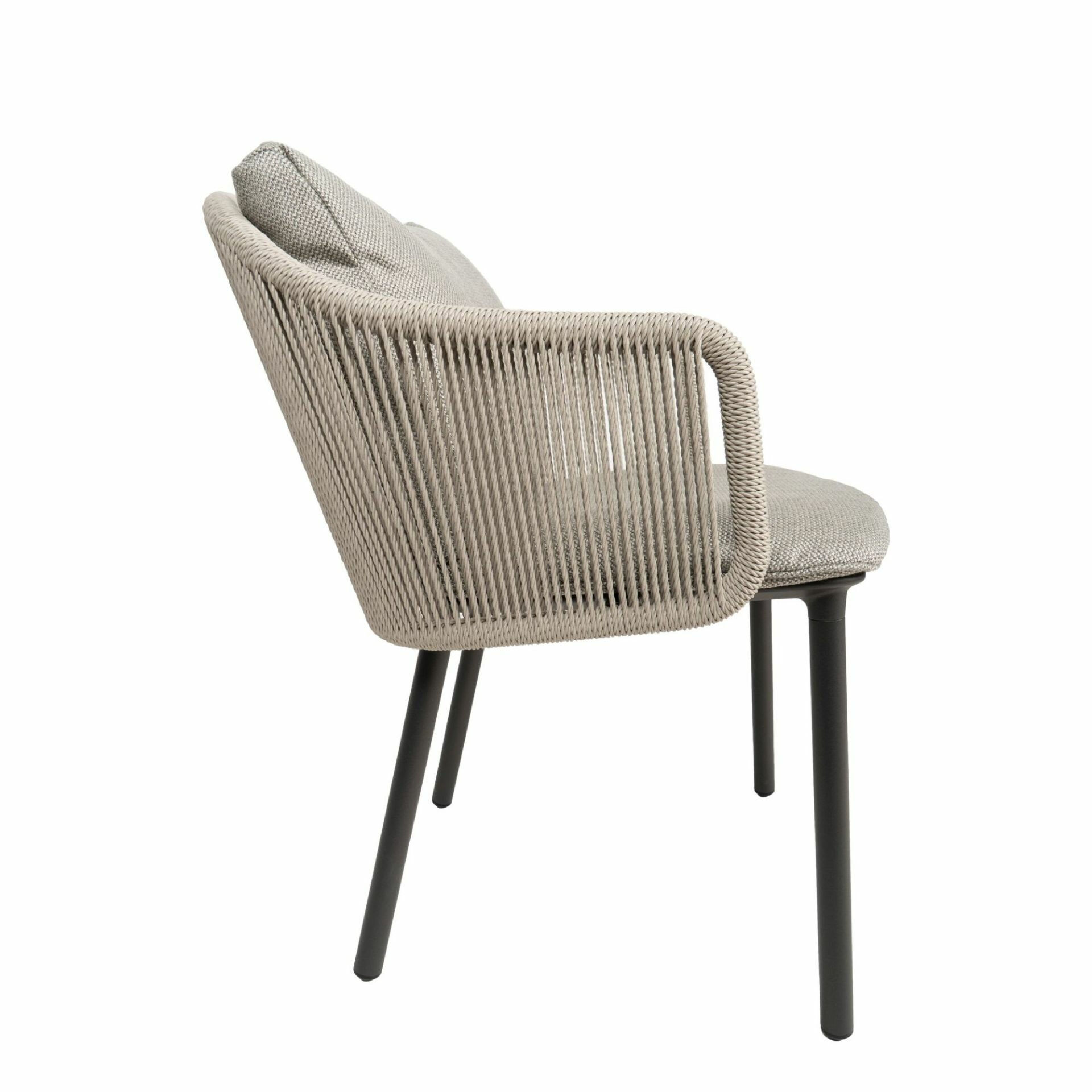 Tribù - Armlehnstuhl Senja Sitz Stoff Rustic Weave Dark Grey Grau Rücken Geflecht Canax Linen 10 Beige Gestell Aluminium Wenge 89 Schwarz Pulverbeschichtet - 6