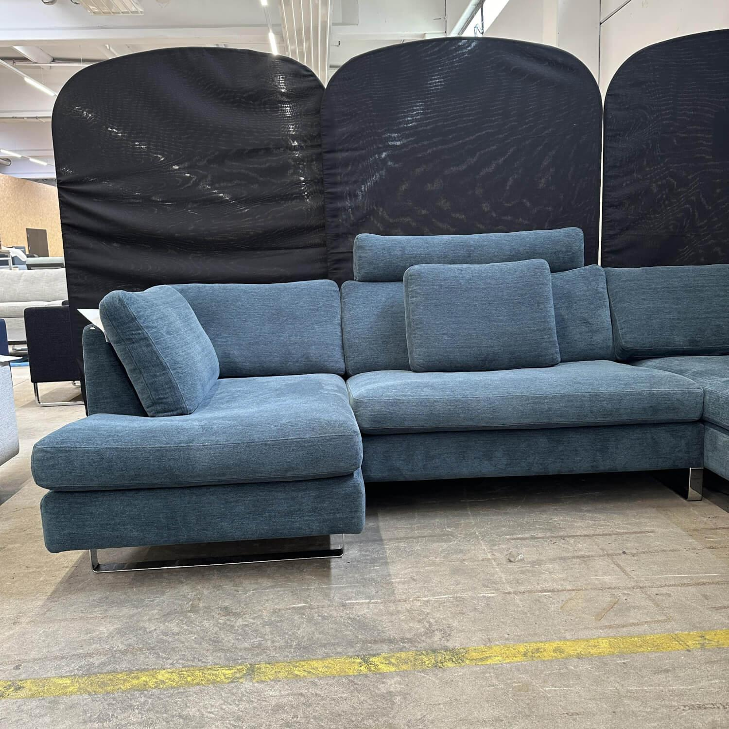 COR - Ecksofa Conseta Stoff 8169 Petrol Blau Metallkufen Verchromt Inklusive Kopfstütze Ohne Kissen - 8