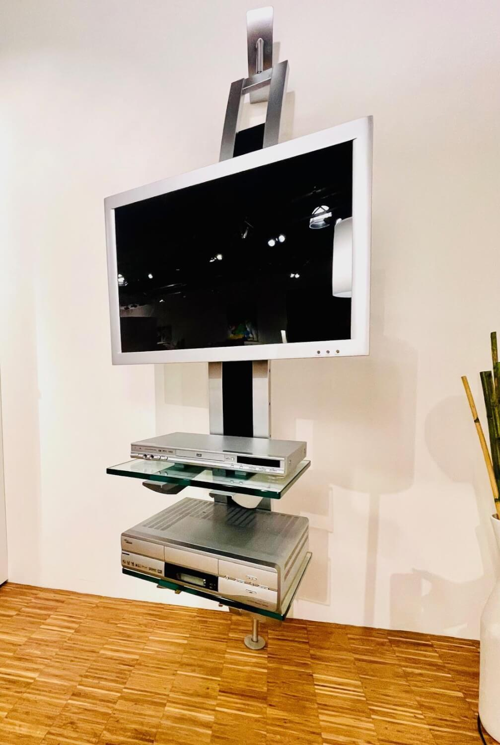 Bacher - TV-Regal Mattes Metall Und Glas Mit Schwenkbarem TV- Und Hifi-Rack - 2