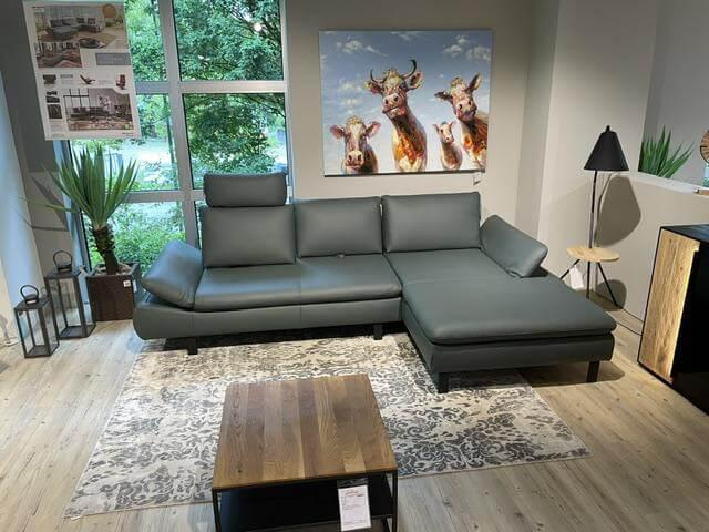 Activineo - Ecksofa Bergamo Leder W2 Opal Grün Gestell Schwarz - 2