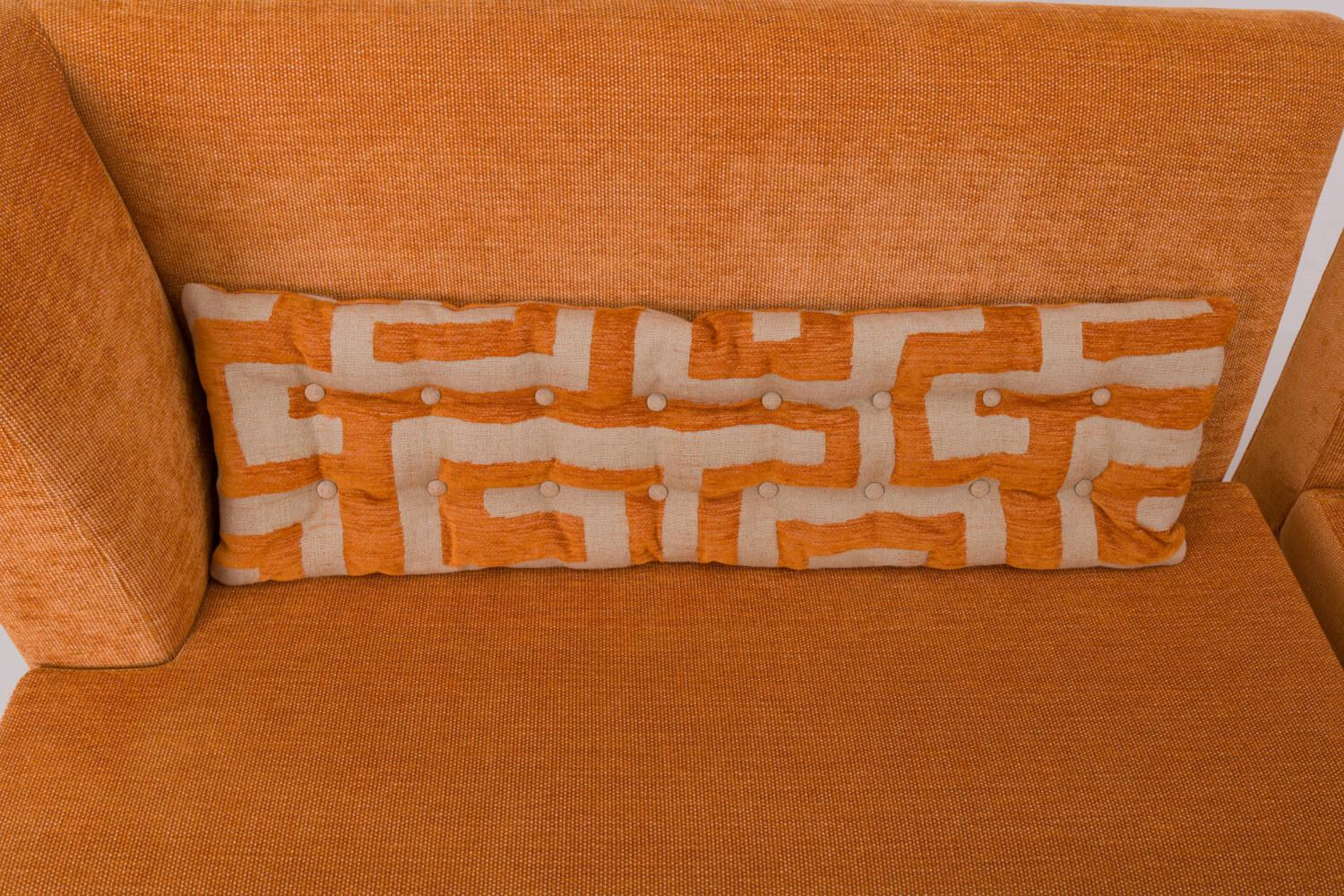 Werther - Sitzgruppe Byblos XL Stoff Jetty 2419 08 Romo Orange Gestell Holz Schwarz Inklusive Rückenkissen - 5